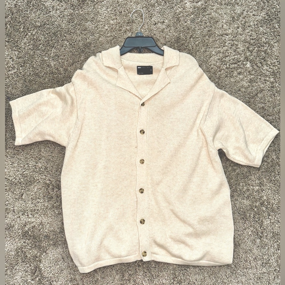 ASOS DESIGN Knitted Button Polo Cardigan